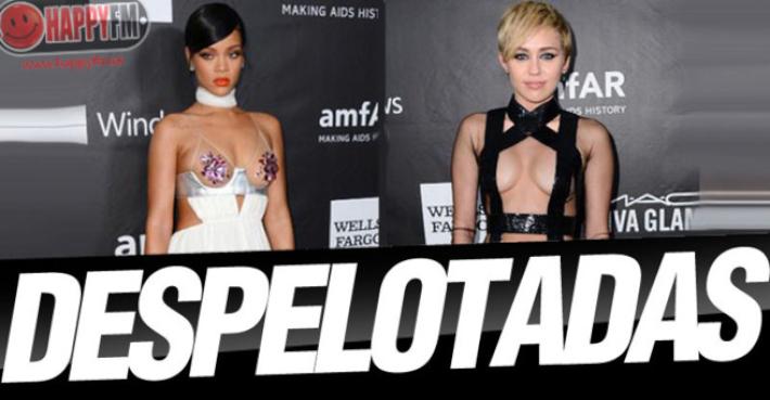 Miley Cyrus y Rihanna, Casi Desnudas Sobre la Alfombra Roja