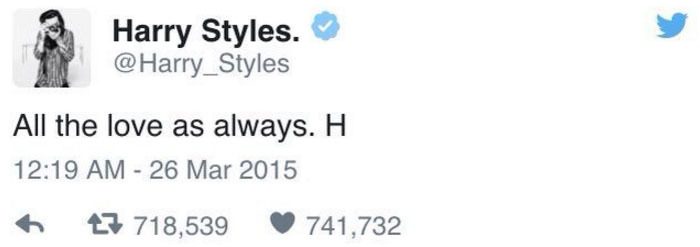 Harry Styles y su Tweet Sobre Zayn Malik, el Más Retweeteado de 2015