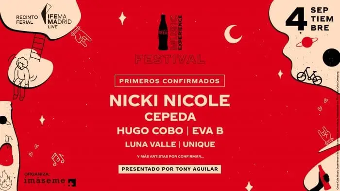 ‘Coca-Cola Music Experience 2021’: Nicki Nicole, Cepeda, Hugo Cobo, Eva B, Luna Valle y Unique entre los nuevos confirmados