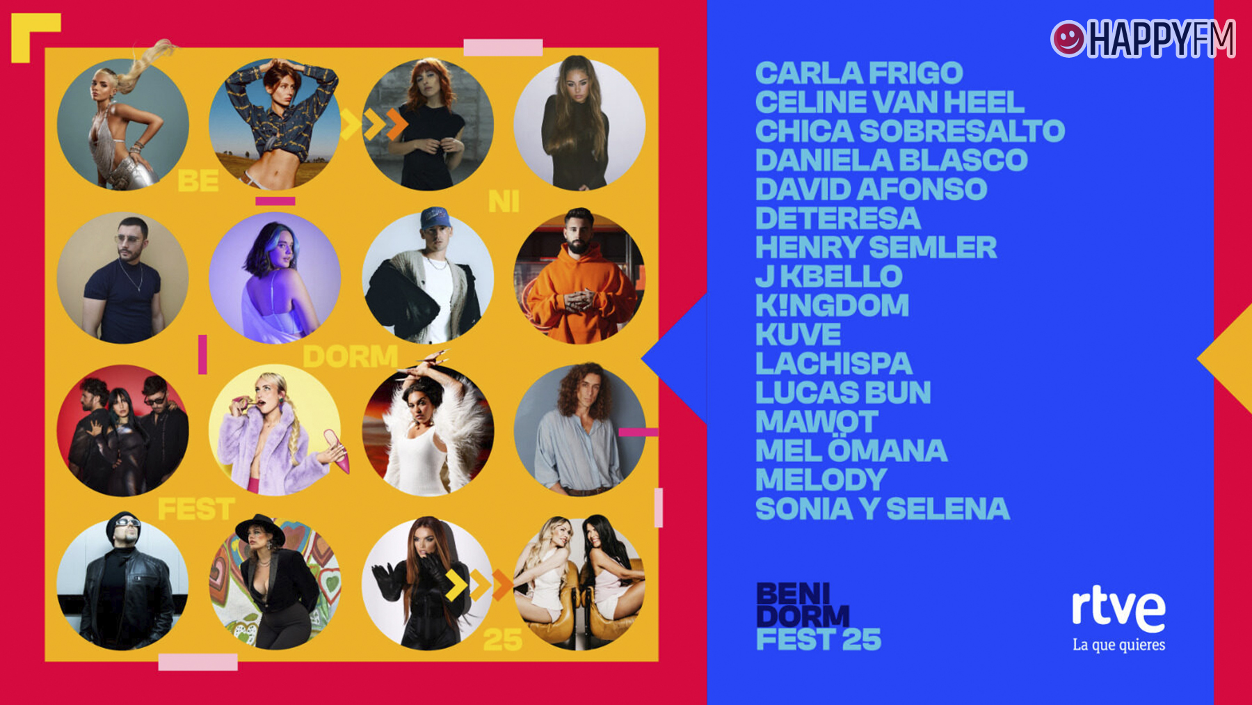 Los 16 concursantes confirmados para Benidorm Fest 2025