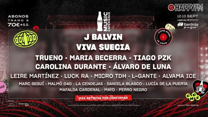 Balvin, Viva Suecia, Carolina Durante, Micro THD, Alvama Ice, Marc Seguí y Lucía de la Puerta se suman al cartel del CCME 2025